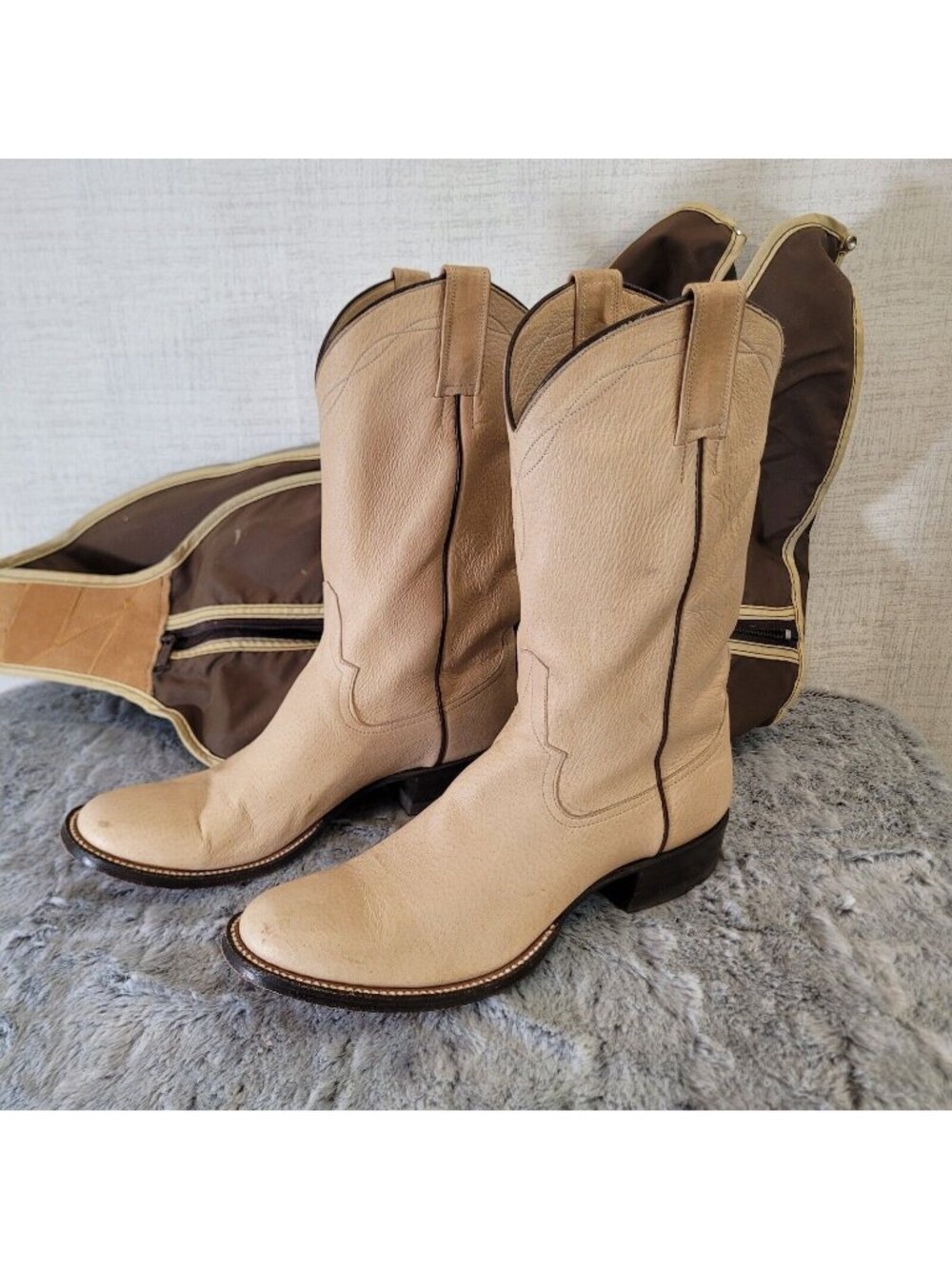 Vintage Rios of Mercedes Western Cowgirl Boots Nubuck Handmade USA Sz Est 8.5